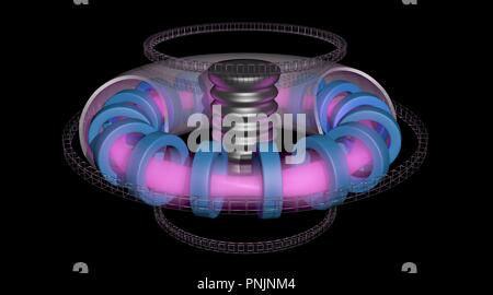 Fusion Reactor tokamak style. 3d render art concept. Outer shell ...
