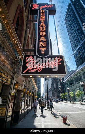 The Berghoff Restaurant, West Adams Street, The Loop, Downtown Chicago, IL. Stock Photo