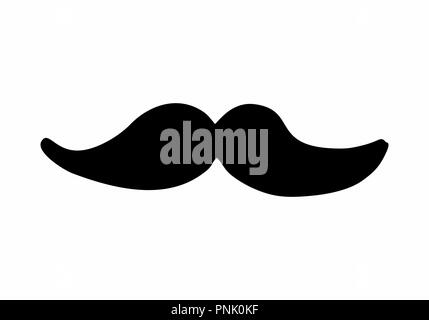 Freehand illustration of an isolated moustache. Black outlines on white background. Stock Vector