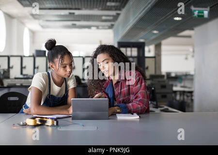 High school students working on robotics in class Stock Photo
