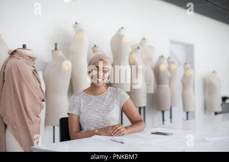 Portrait of muslim female student fashion designer Stock Photo