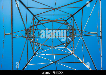 Graphic view of high voltage power lines and tower; Salida; Colorado; USA Stock Photo