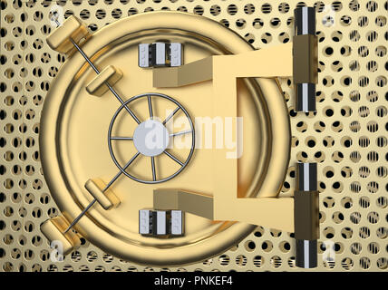 Bank Vault Door 3D rendering close up Stock Photo