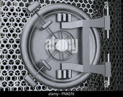 Bank Vault Door 3D rendering close up Stock Photo