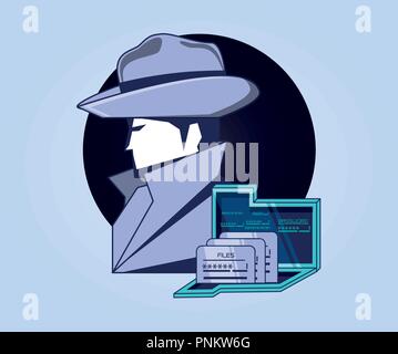 investigator with folder data privacy vector illustration design Stock Vector