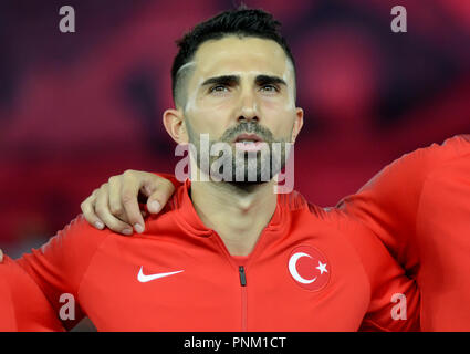 Trabzon, Turkey - September 7, 2018. Turkish defender  Hasan Ali Kaldirim before UEFA Nations League match Turkey vs Russia in Trabzon. Stock Photo