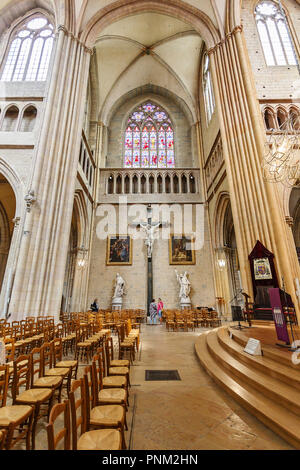 DIJON, FRANCE - AUGUST 10, 2017: Interior of Cathedral of Saint Benigne in Dijon France Stock Photo