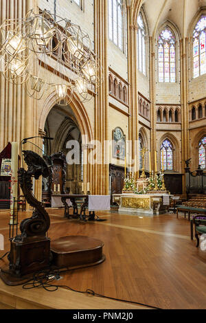 DIJON, FRANCE - AUGUST 10, 2017: Interior of Cathedral of Saint Benigne in Dijon France Stock Photo