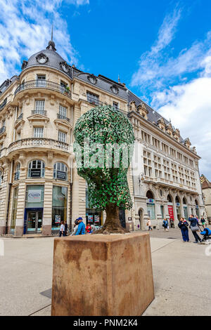 DIJON, FRANCE - AUGUST 10, 2017: Green head sculpture in the city center Dijon Stock Photo