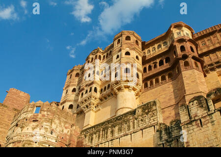 Mehrangarh or Mehran Fort (15th Century), located in Jodhpur, Rajasthan, is one of the largest forts in India Stock Photo