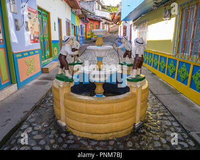 Colorful decorated houses in Guatape village, Colombia Stock Photo