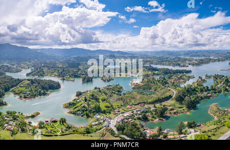 The Lake of Guatape from Rock of Guatape (Piedra Del Penol) in Medellin, Colombia Stock Photo