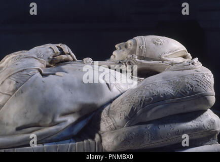 DETALLE DEL SEPULCRO DEL CARDENAL TAVERA REALIZADO ENTRE 1551 Y 1561 - MARMOL DE CARRARA - RENACIMIENTO ESPAÑOL. Author: BERRUGUETE, ALONSO. Location: HOSPITAL DE TAVERA / MUSEO DUQUE DE LERMA. Toledo. SPAIN. Stock Photo