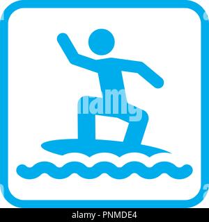 surf boarder on waves pictogram icon vector illustration Stock Vector