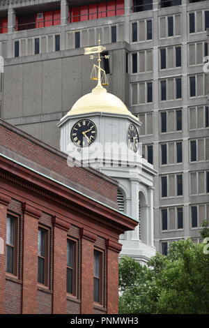 The Middlesex County Court Complex featuring Federal period work by Charles Bulfinch to 20th century Brutalism, Cambridge Massachusetts, U.S.A. Stock Photo