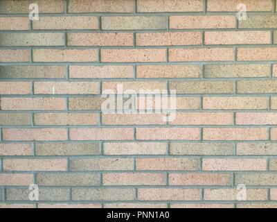 Light orange brown thin brick wall background. Stock Photo