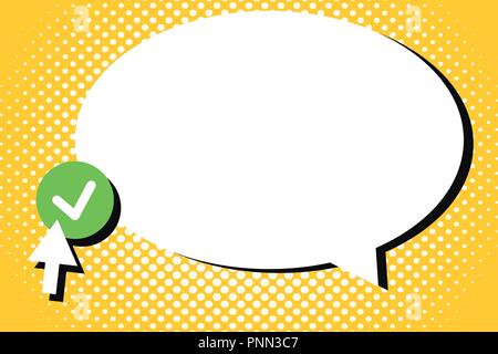 Flat design Vector Illustration Empty esp template copy text for Ad, promotion, poster, flyer, web banner, article. Arrow cursor pointing up to Round  Stock Vector