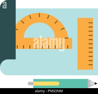 graphic design sheet protractor ruler and pen Stock Vector