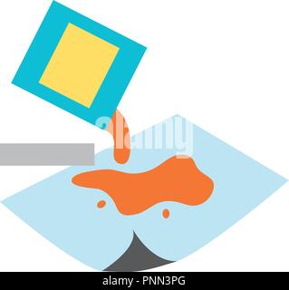 artistic color container pouring paint paper Stock Vector