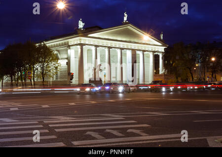 Saint-Petersburg, Russia, October 2017 - night view of The Manege, a former riding hall for the Imperial Horse Guards, built in 1804-1807 Stock Photo