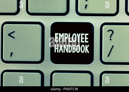 Handwriting text writing Employee Handbook. Concept meaning Document that contains an operating procedures of company. Stock Photo