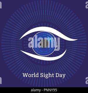 World Sight Day. Concept of a holiday of health. Symbolic image of the eye. Technological textures - computer diagnostics of eye diseases Stock Vector