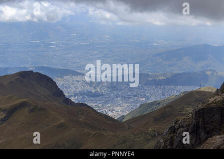 View from ruca pichincha over quito, ecuador Stock Photo