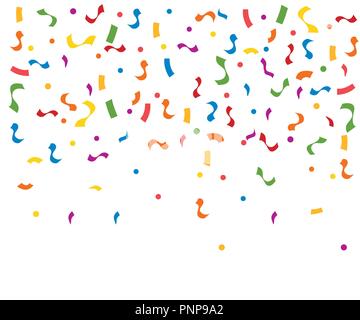 Abstract colorful explosion of confetti. Confetti falling down. Flat vector illustration on white background. Stock Vector