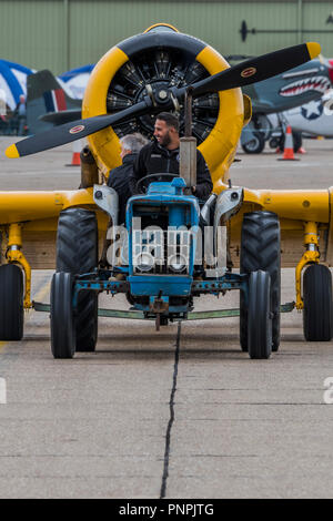 Duxford, UK. 22nd Sept 2018. The Duxford Battle of Britain Air Show is a finale to the centenary of the Royal Air Force (RAF) with a celebration of 100 years of RAF history and a vision of its innovative future capability. Credit: Guy Bell/Alamy Live News Stock Photo