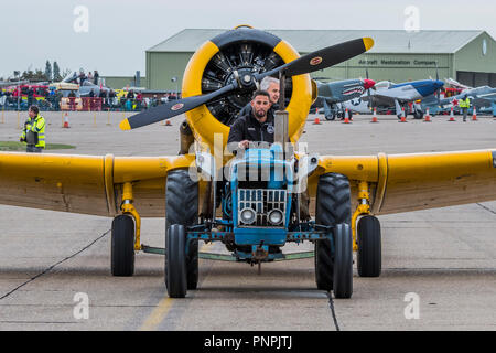 Duxford, UK. 22nd Sept 2018. The Duxford Battle of Britain Air Show is a finale to the centenary of the Royal Air Force (RAF) with a celebration of 100 years of RAF history and a vision of its innovative future capability. Credit: Guy Bell/Alamy Live News Stock Photo