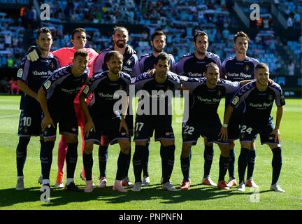 Viigo (Spain). Spanish first league football match Celta de Vigo vs Valladolid.  Valladolid's players line un prior the Celta vs Valladolid football match at the Balaidos stadium in Vigo, on September 22, 2018. Â©  Rodriguez Alen  Cordon Press Stock Photo