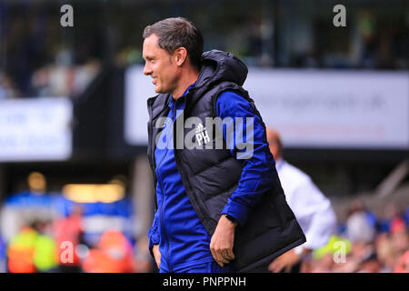 Portman Road, Ipswich, England; 22nd September 2018,  Sky Bet Championship Ipswich Town v Bolton Wonderers ; Paul Hurst manager of Ipswich     Credit: Georgie Kerr/News Images    EDITORIAL USE ONLY No use with unauthorised audio, video, data, fixture lists, club/league logos or 'live' services. Online in-match use limited to 45 images, no video emulation. No use in betting, games or single club/league/player publications and all English Football League images are subject to DataCo Licence Credit: News Images /Alamy Live News Stock Photo