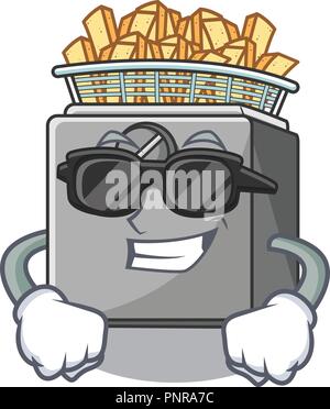 Super cool character deep fryer on restaurant kitchen Stock Vector
