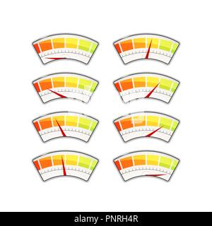 Set of performance measurement indicators with different value zones on white Stock Vector