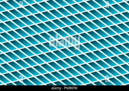 Diagonal symmetrical pattern of rectangles in light blue color with gradient Stock Vector