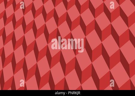 Abstract symmetrical pattern simulating three-dimensional cubes in dark red Stock Vector
