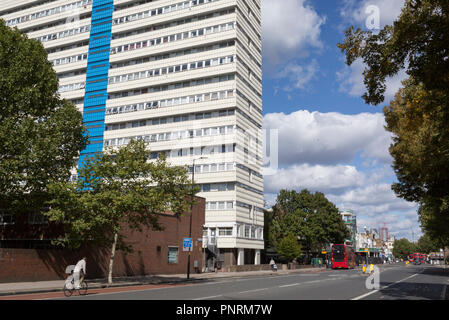 An exterior street view of Castlemead, a high-rise block of flats on the Camberwell Road, on 7th September 2018, in south London, Southwark, UK Stock Photo