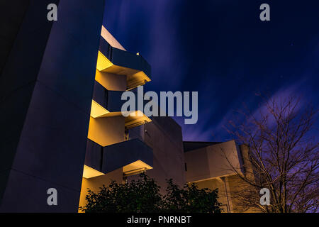 Apartment block by night, long exposure, Kanazawa, Ishikawa Prefecture, Japan. Stock Photo