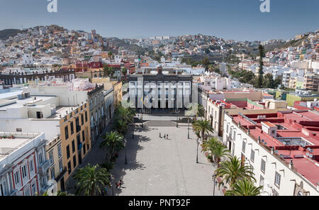 Views of the city of Las Palmas de Gran Canaria, Canary Islands, Spain, from the belltower of the Cath Stock Photo