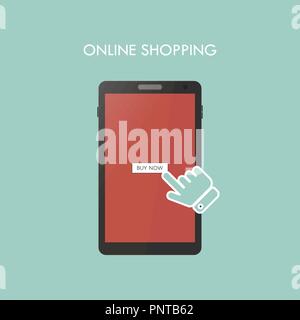 Online shopping concept, mobile and digital marketing. Set of flat design element, vector illustration. Stock Vector