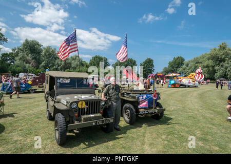 Abergele Carnival and Fate July 14th 2018 on the North Wales coast Willys Jeep exhibitors Stock Photo