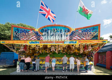 Abergele Carnival and Fate July 14th 2018 on the North Wales coast Kentucky Derby horse racing game stall Stock Photo