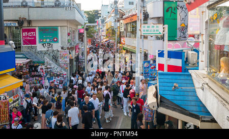 Tokyo, Japan - September 8, 2018: Unidentified people at Takeshita street in Harajuku, famous of unique Japanese cosplay street fashion Stock Photo