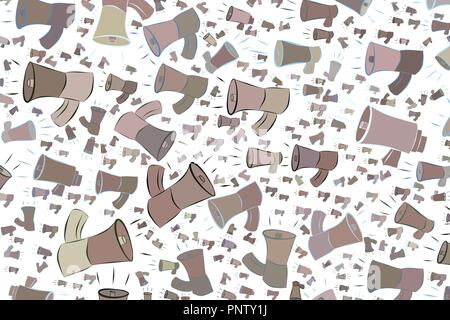 Decorative hand drawn loud speaker art illustrations. Good for design texture & background. Cartoon style vector graphic. Stock Vector
