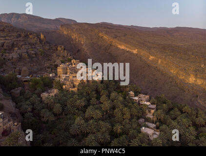 village of Misfat Al Abereen in Hajjar Mountains in Oman Stock Photo