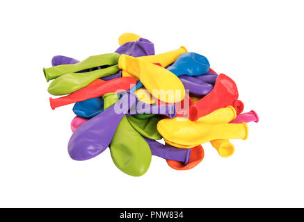 Pile of multi-colored balloons on a white background. Stock Photo