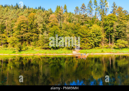 View of Dunajec river in autumn landscape of Pieniny Mountains, Poland Stock Photo