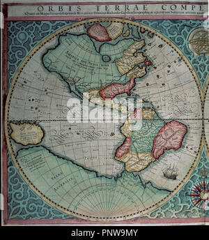 Orbis terrae compendiosa descriptio - 16th century World Map Stock ...