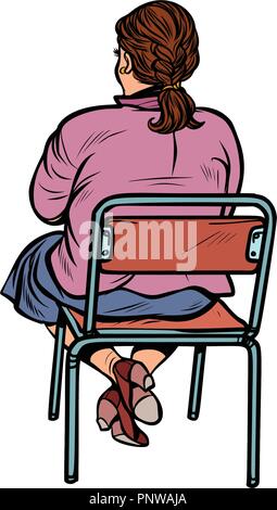 Woman back sitting on a chair. Pop art retro vector illustration vintage kitsch Stock Vector