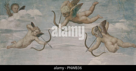 'The Triumph of Galatea' (detail), 1512, Fresco. Author: RAPHAEL. Location: VILLA FARNESINA. Rome. Stock Photo